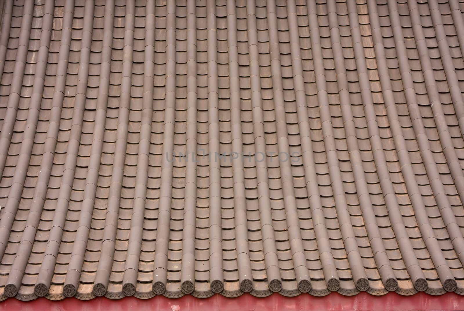 Close up shot of some chinese style roof tiles.

