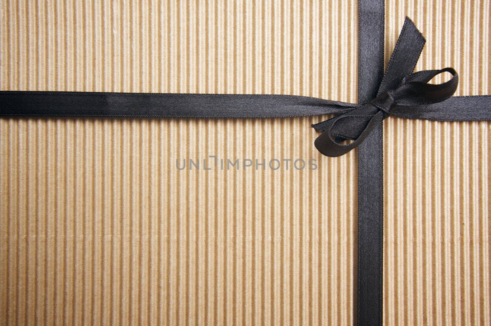 Corrugated Gift Box with Black Satin Ribbon