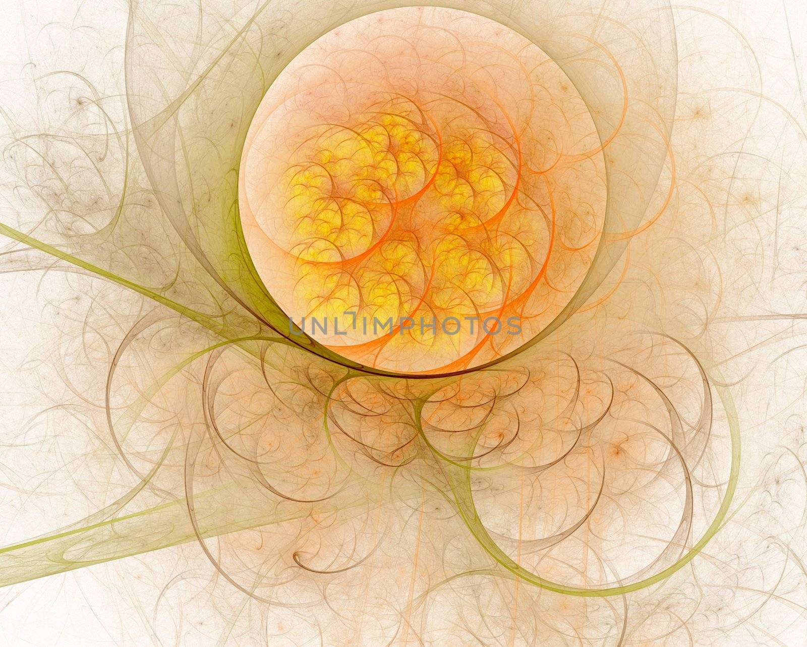 Abstract orange background with a lot of various curves