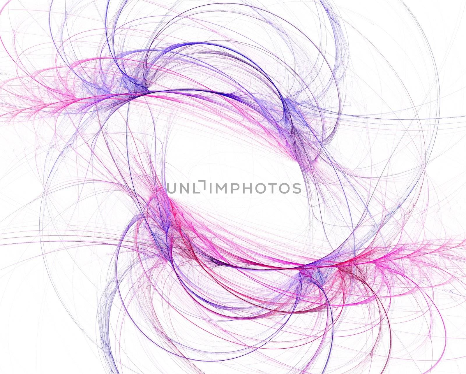 Abstract colored curves like feathers on a white background