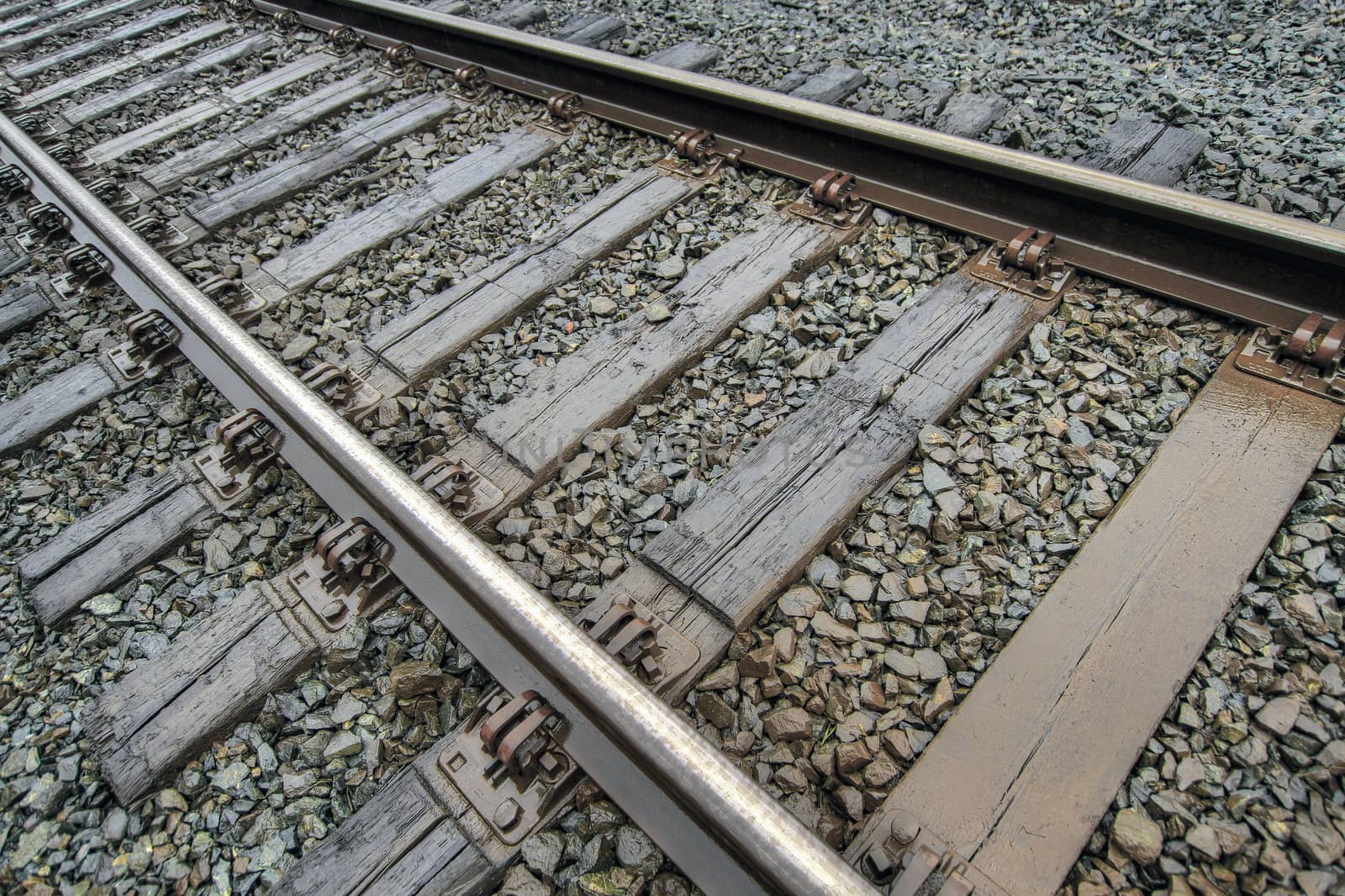 Railroad Train Track Close Up in Columbia River Gorge