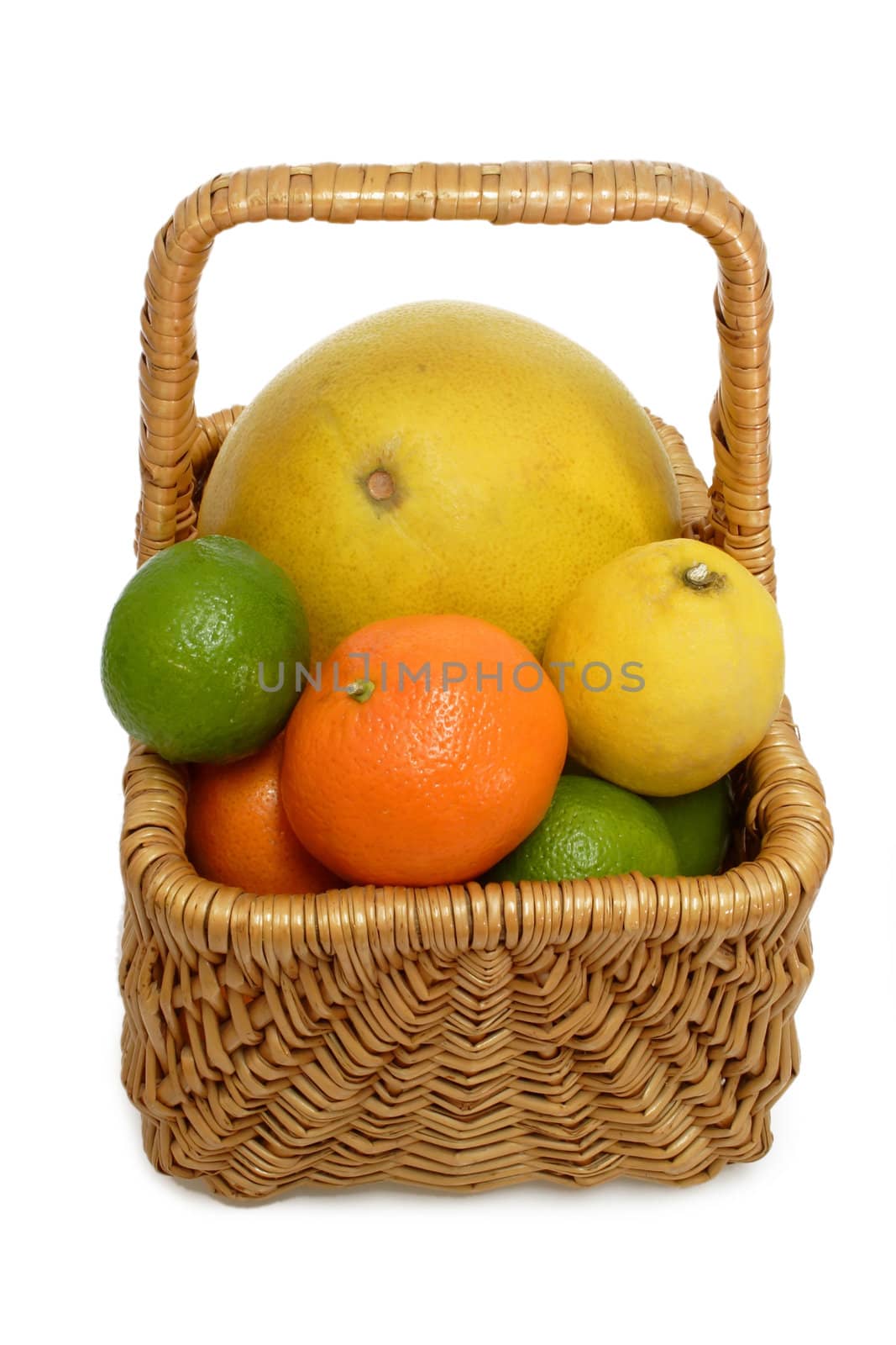 Colorful fresh and  healthy fruits on bright background