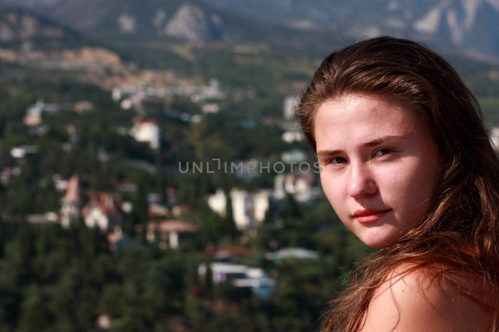 girl, woman, young, beautiful, portrait, person, sight, beauty, settlement, mountains