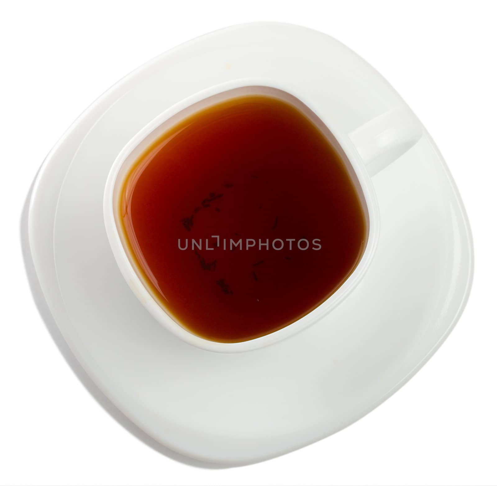 close-up cup of rooibos tea, isolated on white