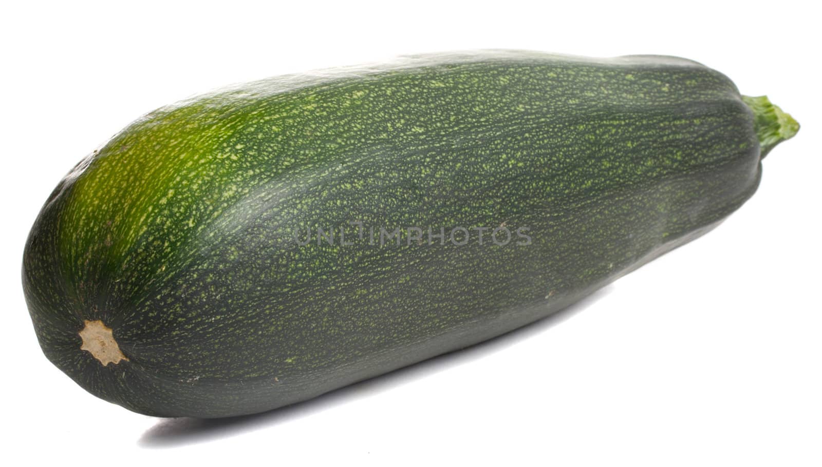 close-up single green marrow, isolated on white
