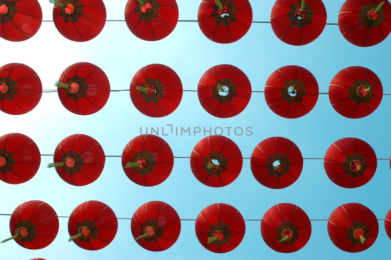 Shanghai - traditional Chinese decoration for New Year - hundreds of red lantern.