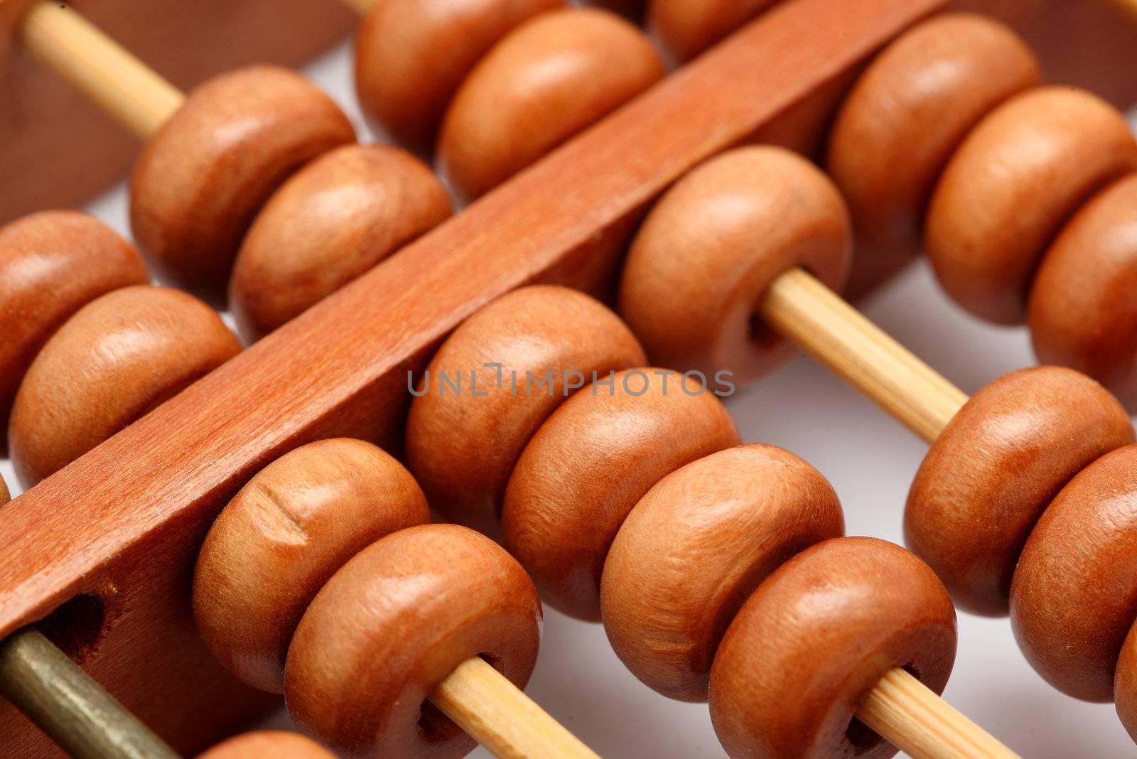 A closeup of abacus with white background