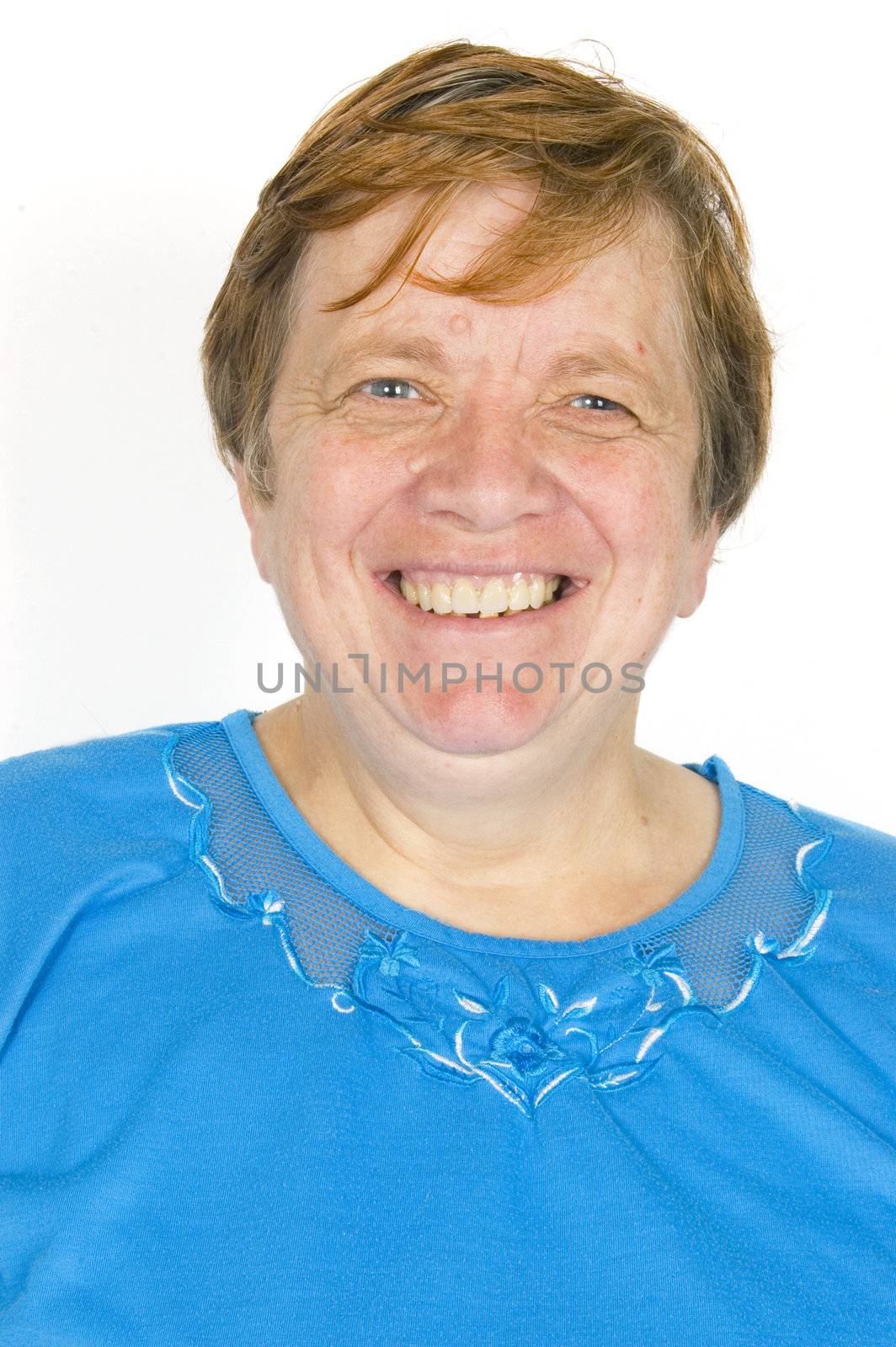 portrait of an elderly woman isolated on a white background