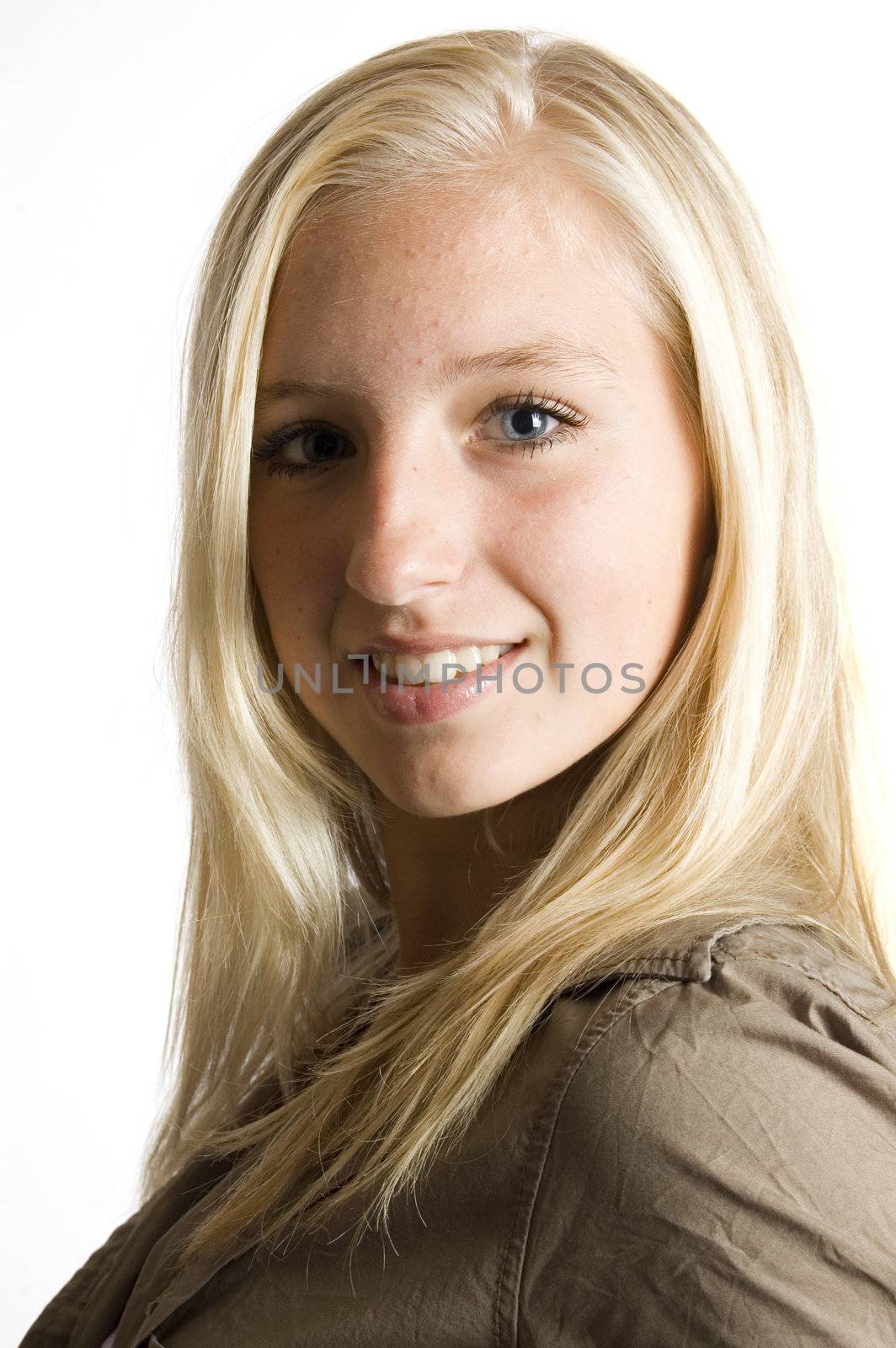 portrait of a young beautiful blond teenage girl by ladyminnie