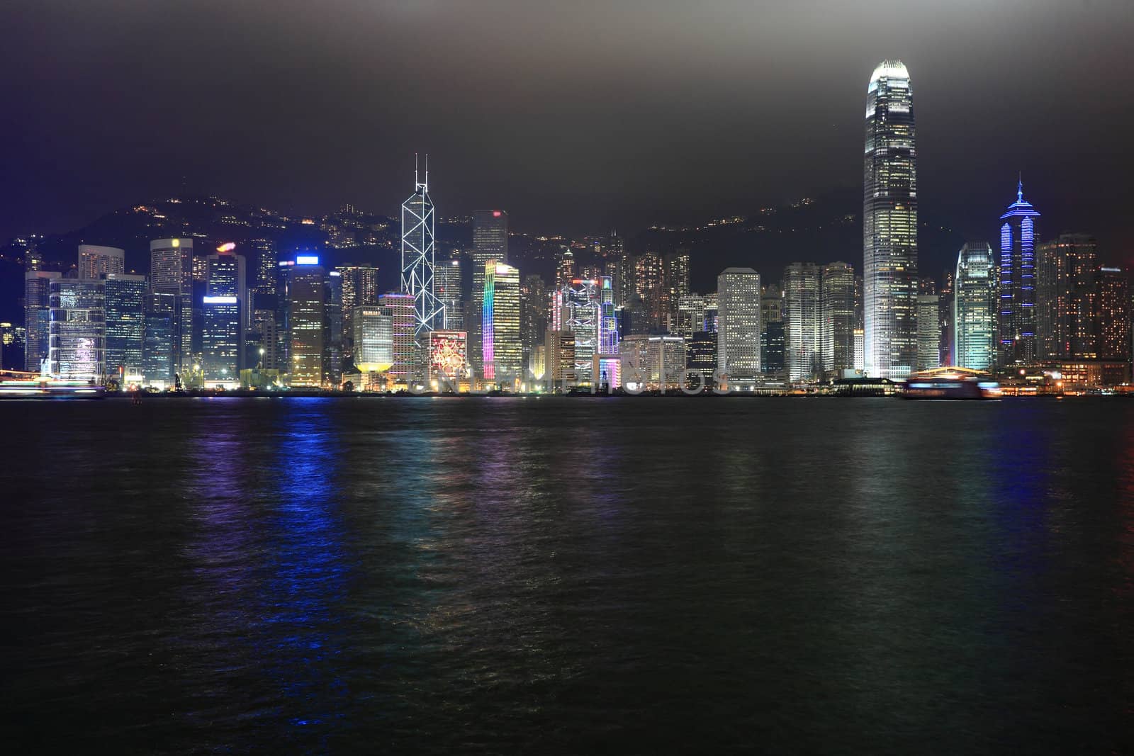 Hong Kong night view with sea