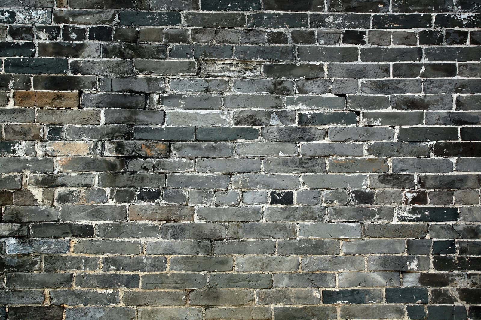 old chinese blue bricks wall by leungchopan