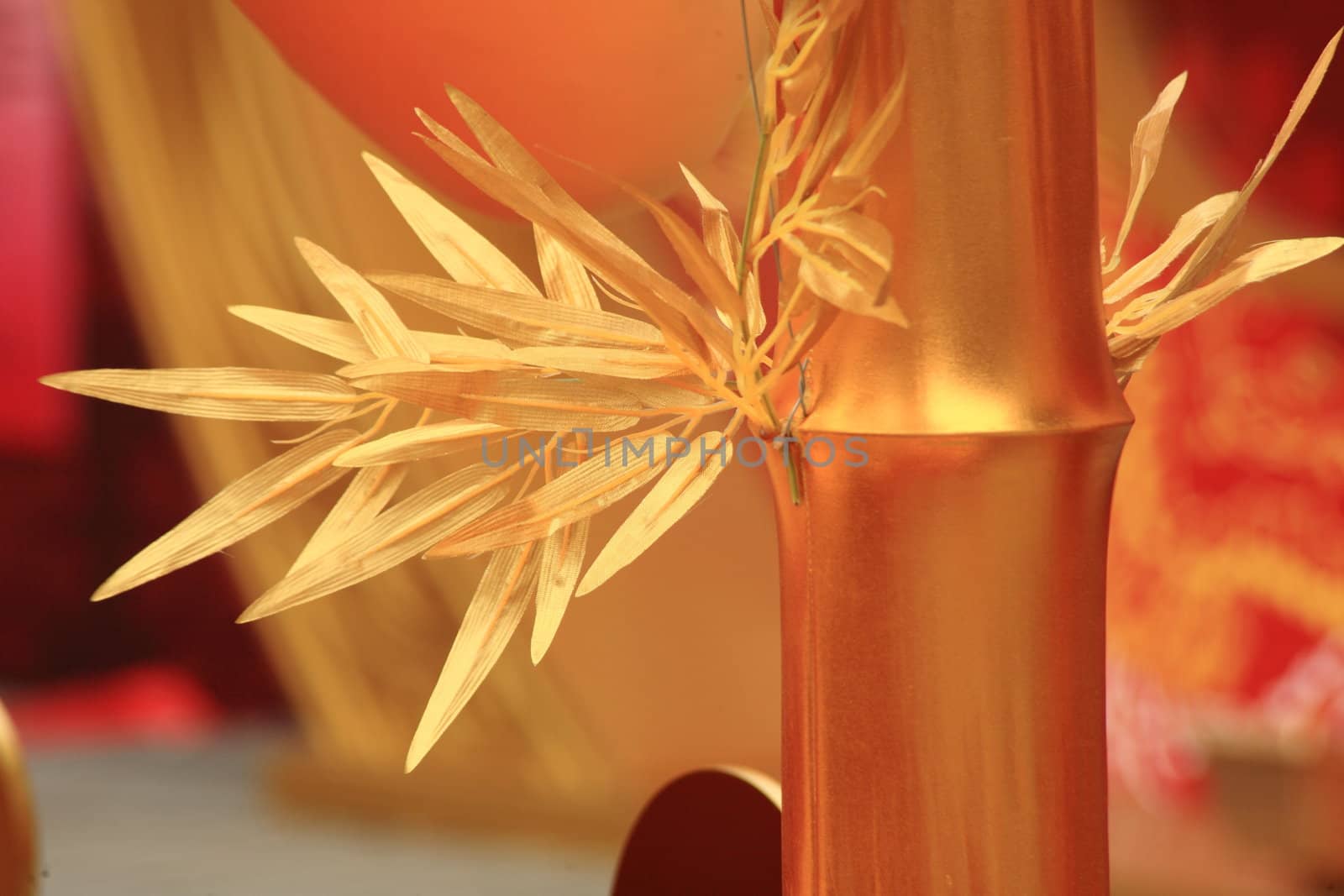 chinese new year scene, man-made golden bamboo