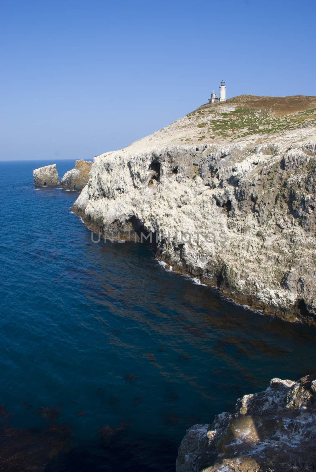 Anacapa Lighthouse resting at the edge of the cliff