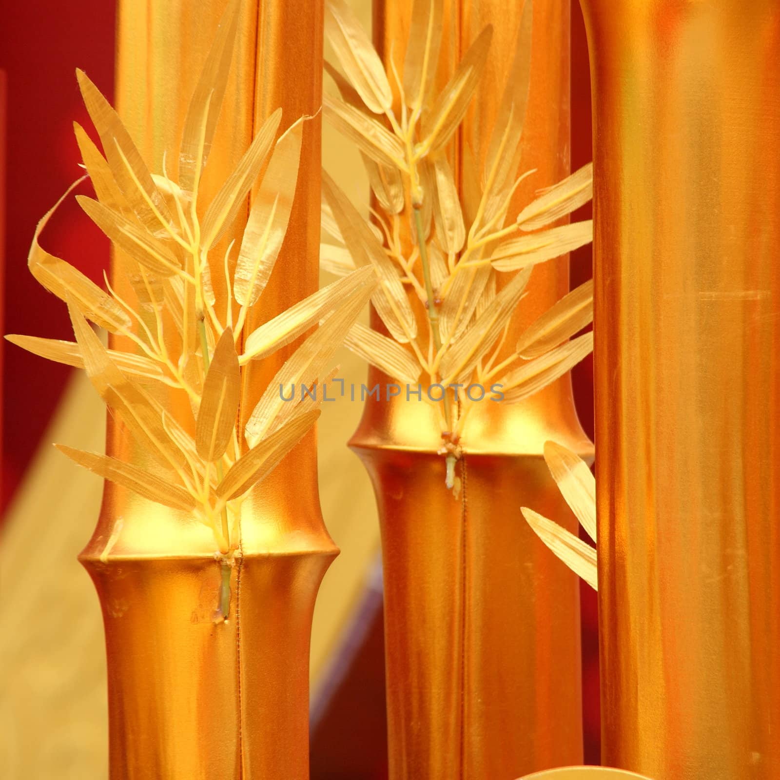 chinese new year scene, man-made golden bamboo