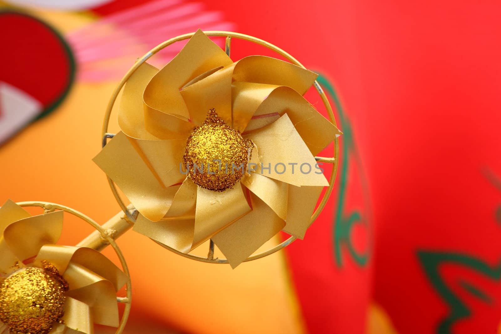 chinese new year scene, golden windmill