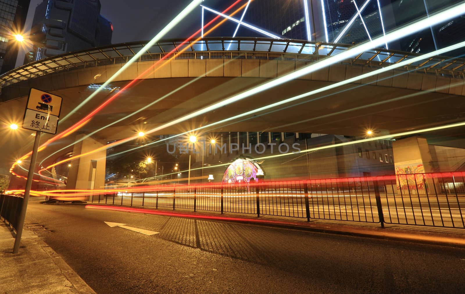 traffic through downtown in Hong kong by leungchopan