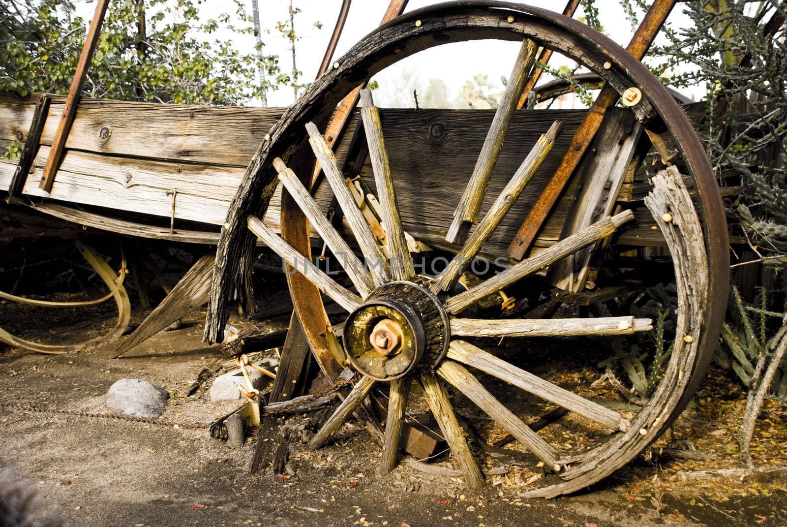 Corroded carriage wheel