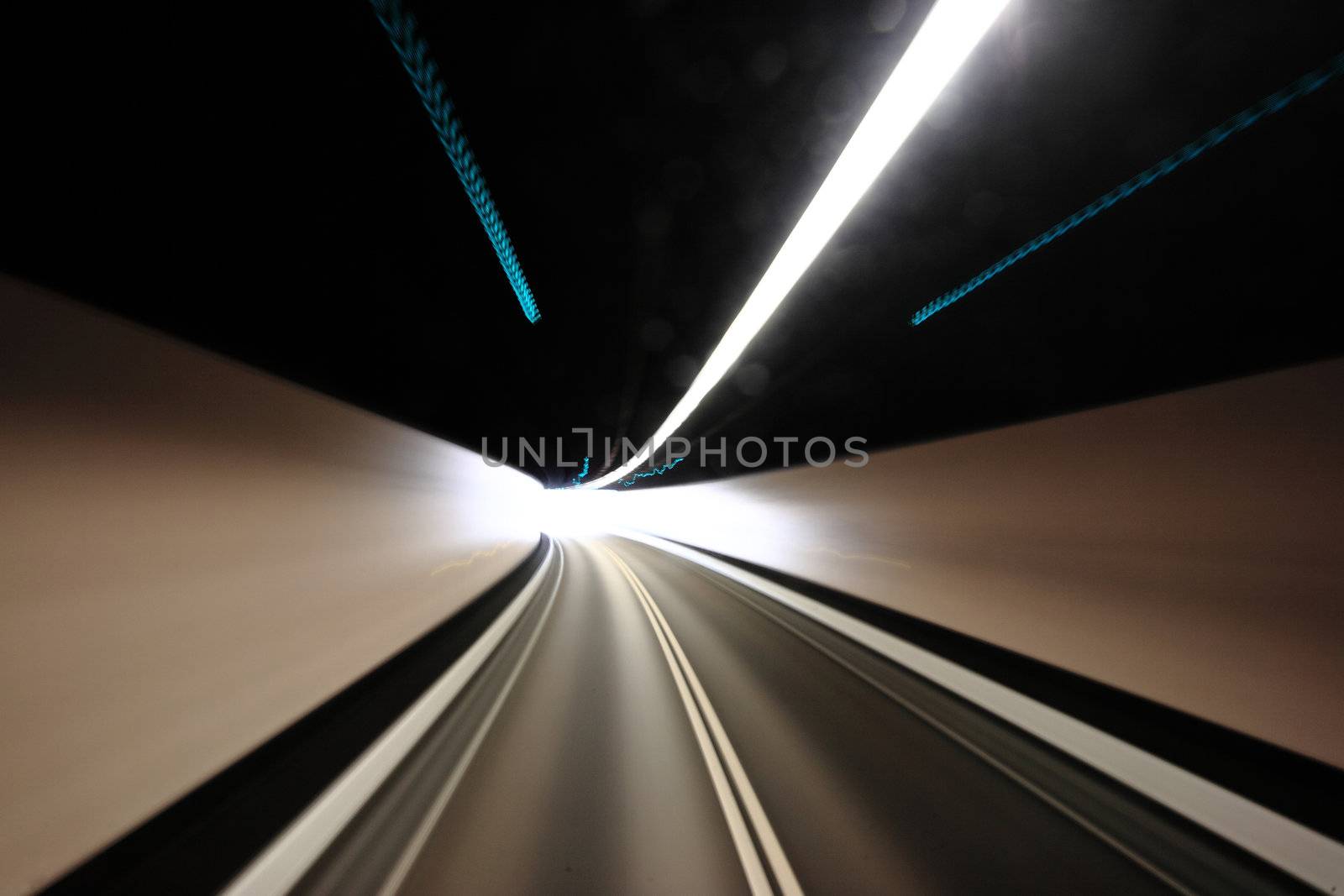 highway tunnel , motion blured