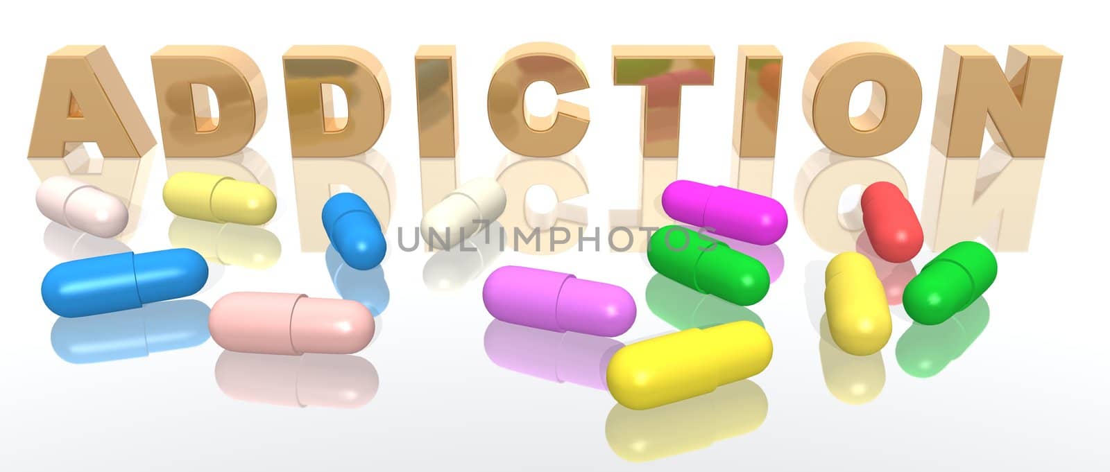 a 3d rendering about drug addiction