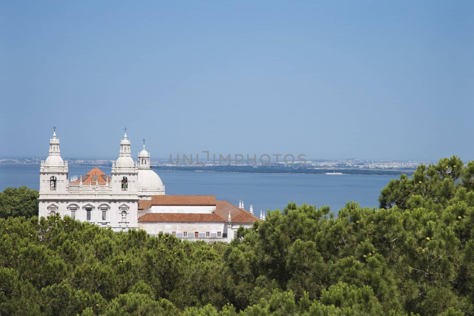 Coastal church in Lisbon, Portugal.