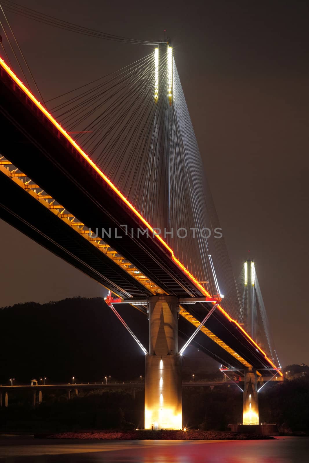 Ting Kau Bridge at night, in Hong Kong