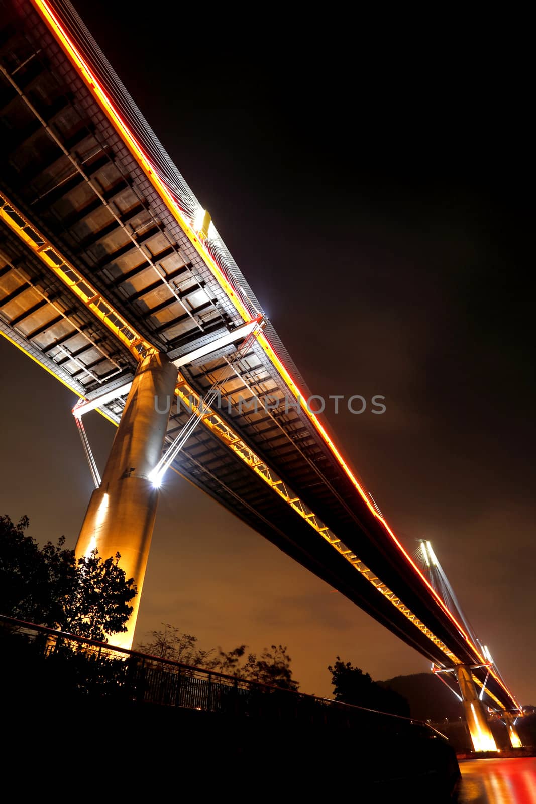 Ting Kau Bridge at night, in Hong Kong
