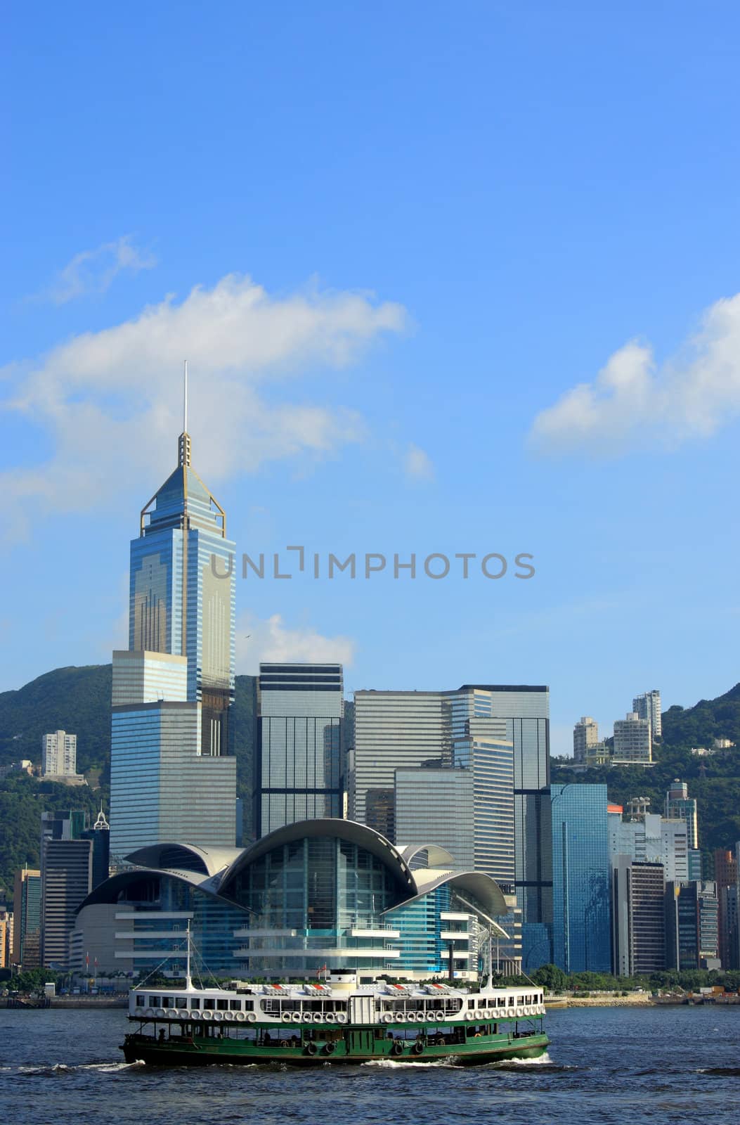 Hong Kong skyscraper with ferry