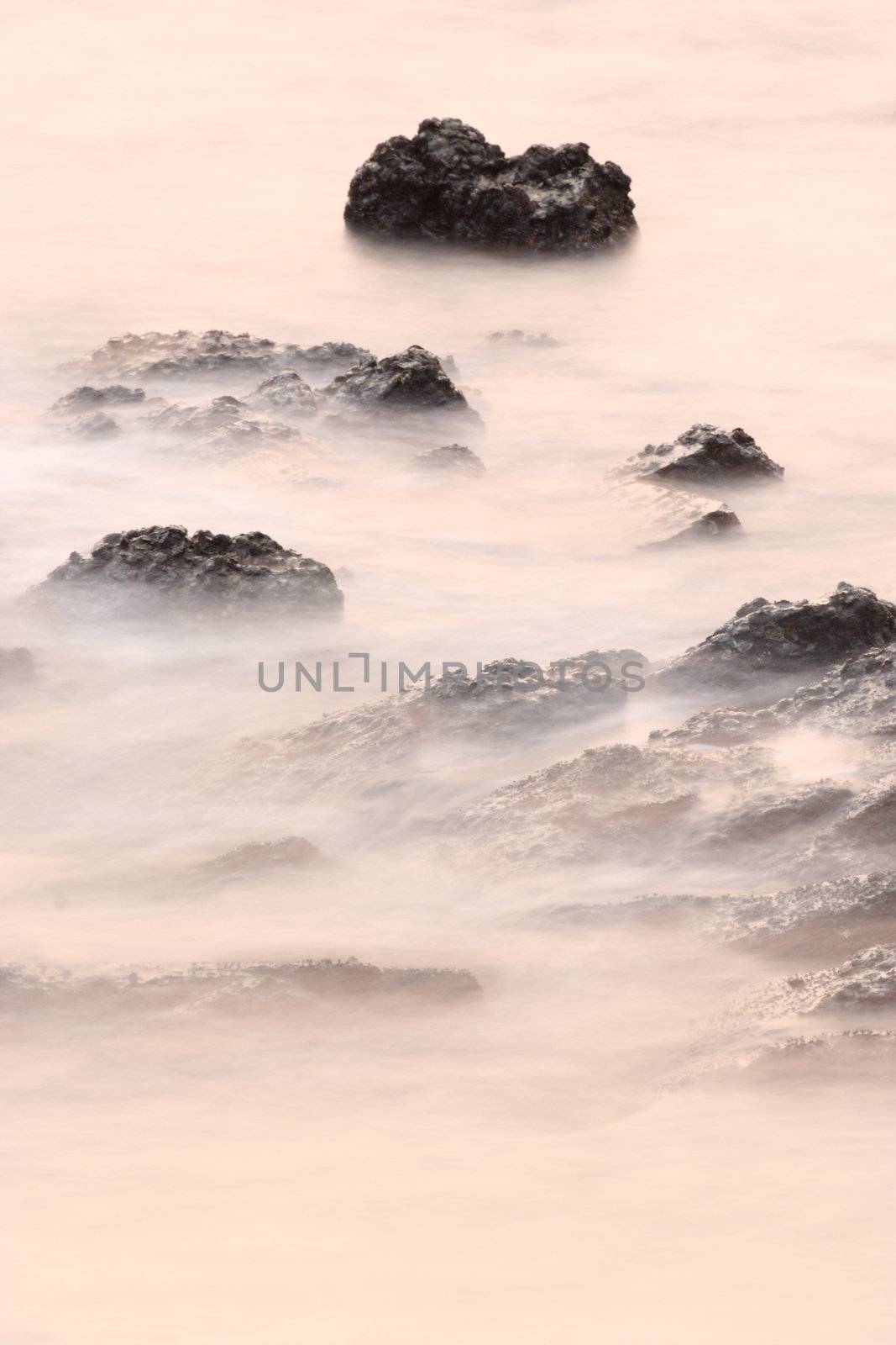 long exposure of rock coast background