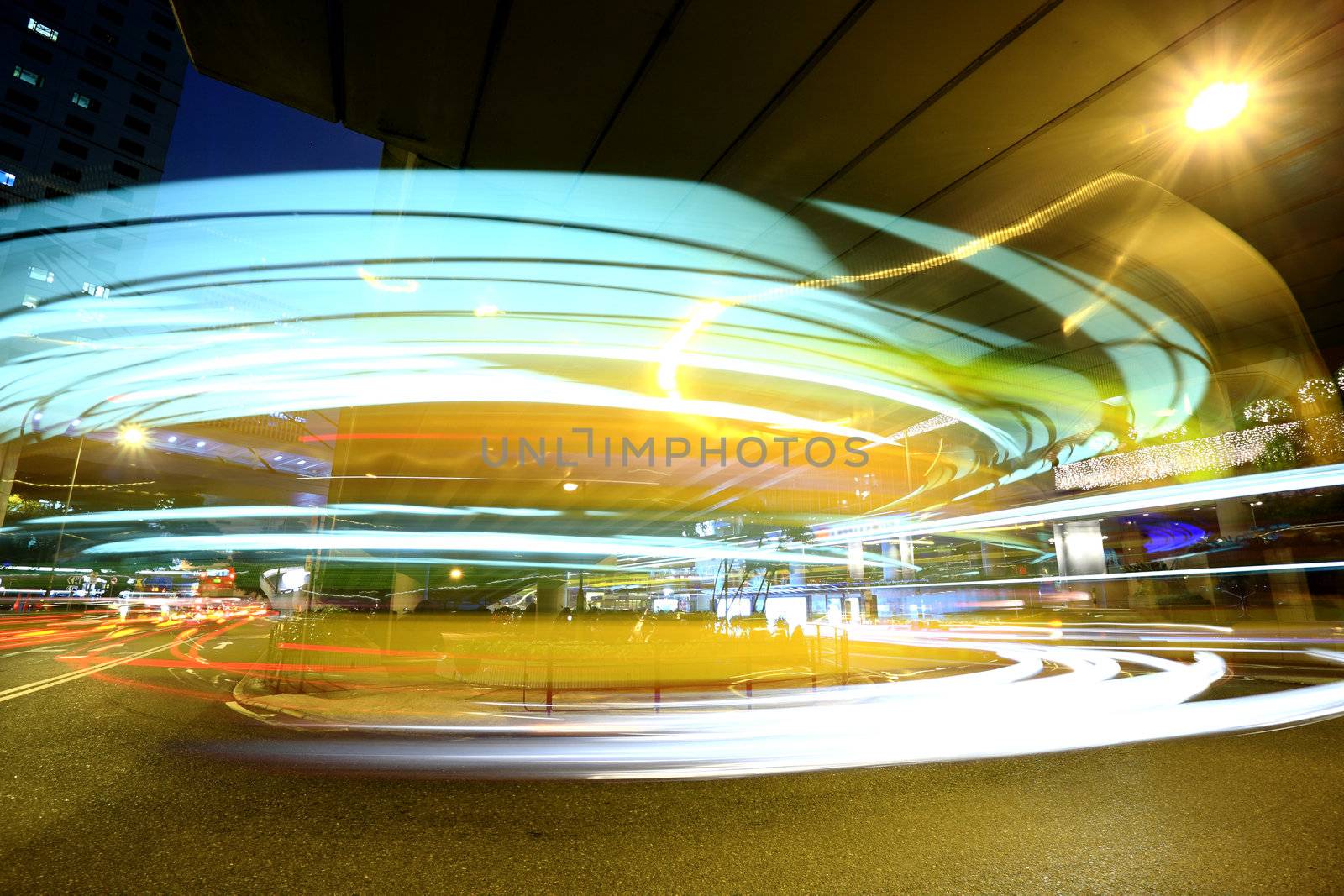 fast moving bus at night