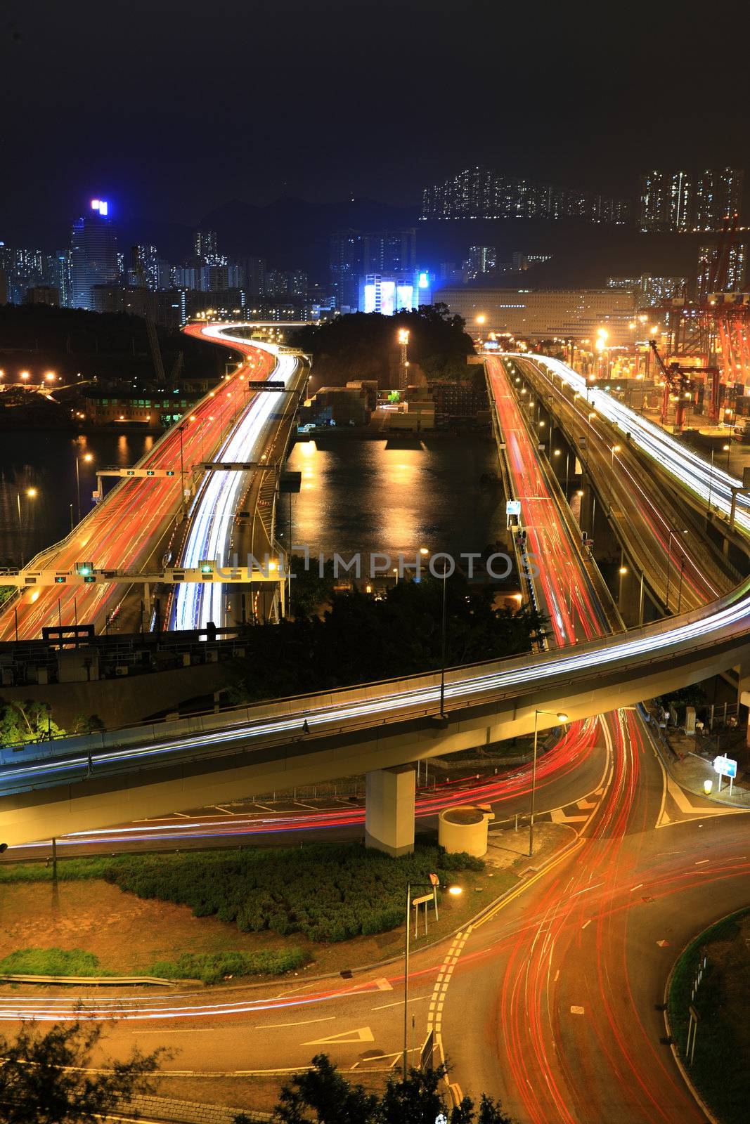 Cargo Terminal and highways of Hong Kong China