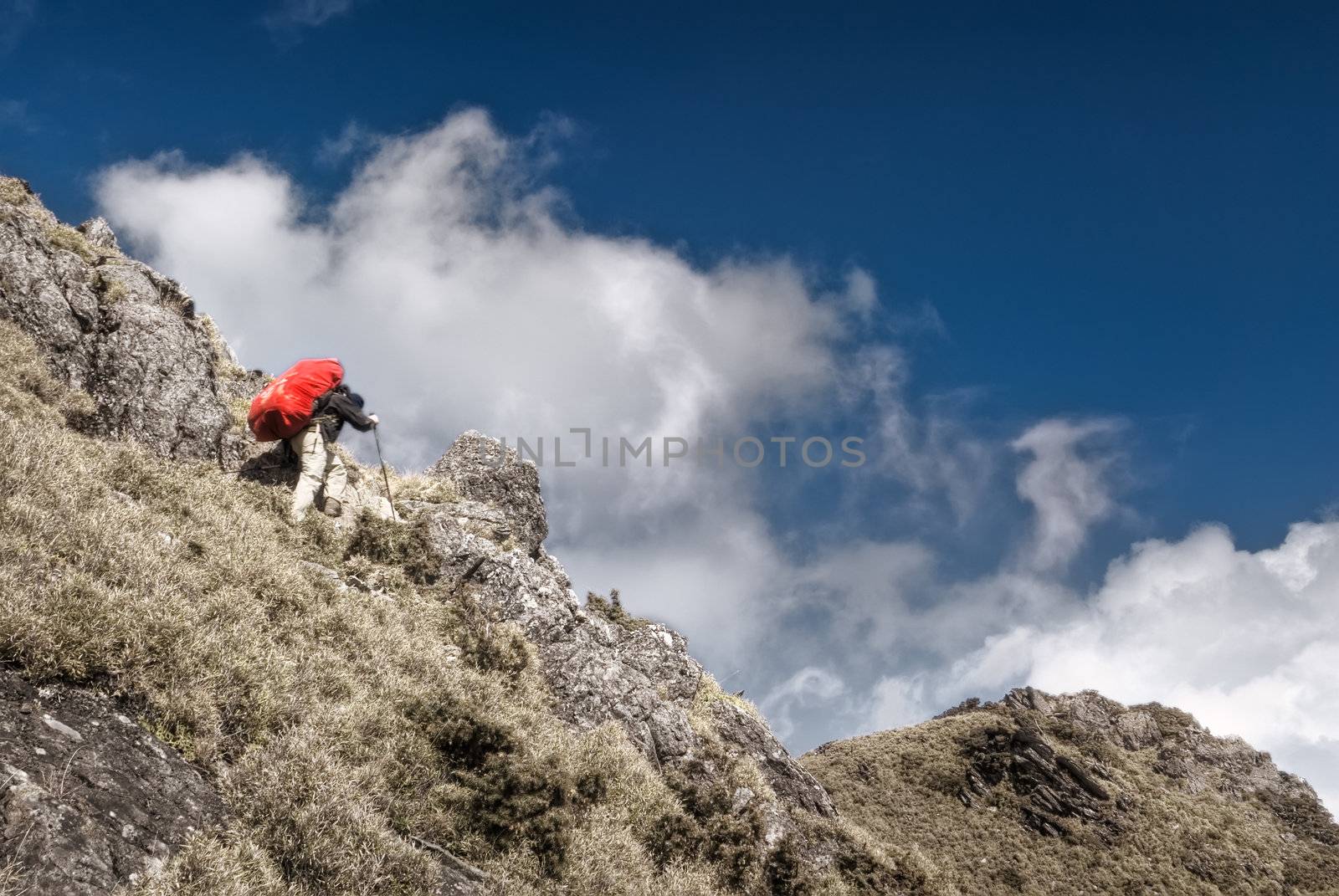 Outdoor sport of mountain climbing, the healthy activity.