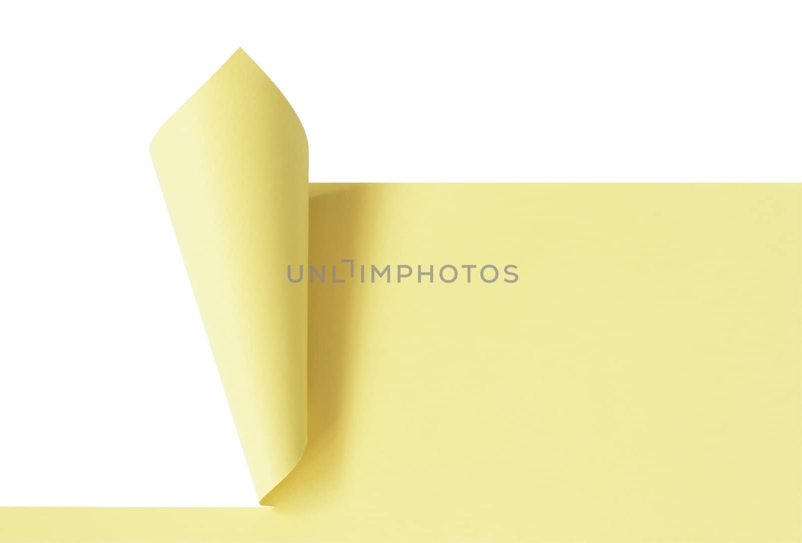 Background made from blank yellow cutting paper sheet. Isolated on white with clipping path