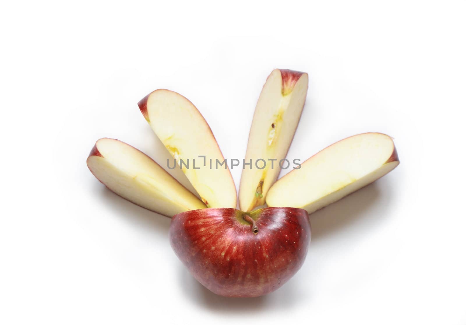 Red sliced apple isolated on white background with clipping path