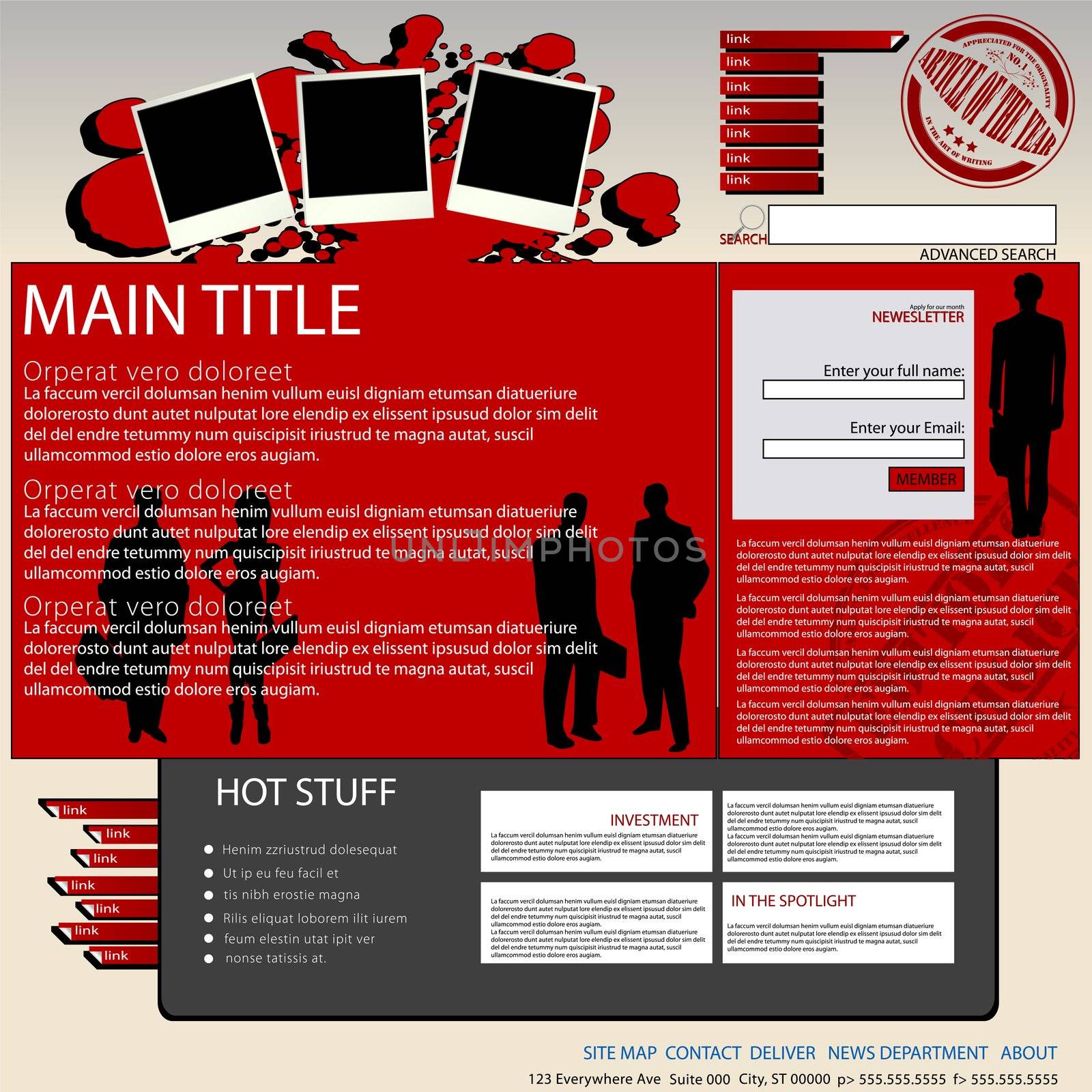 Digital magazine, website layout