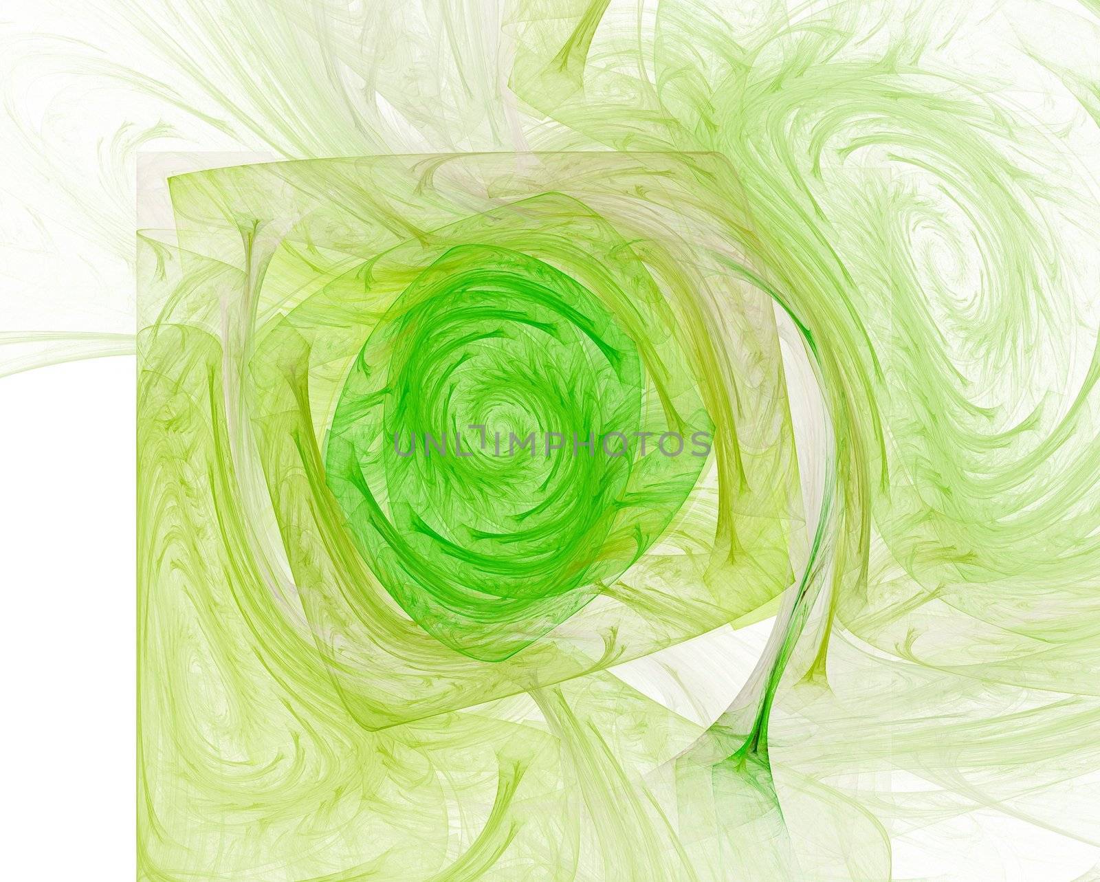 Abstract green vortex on a white background