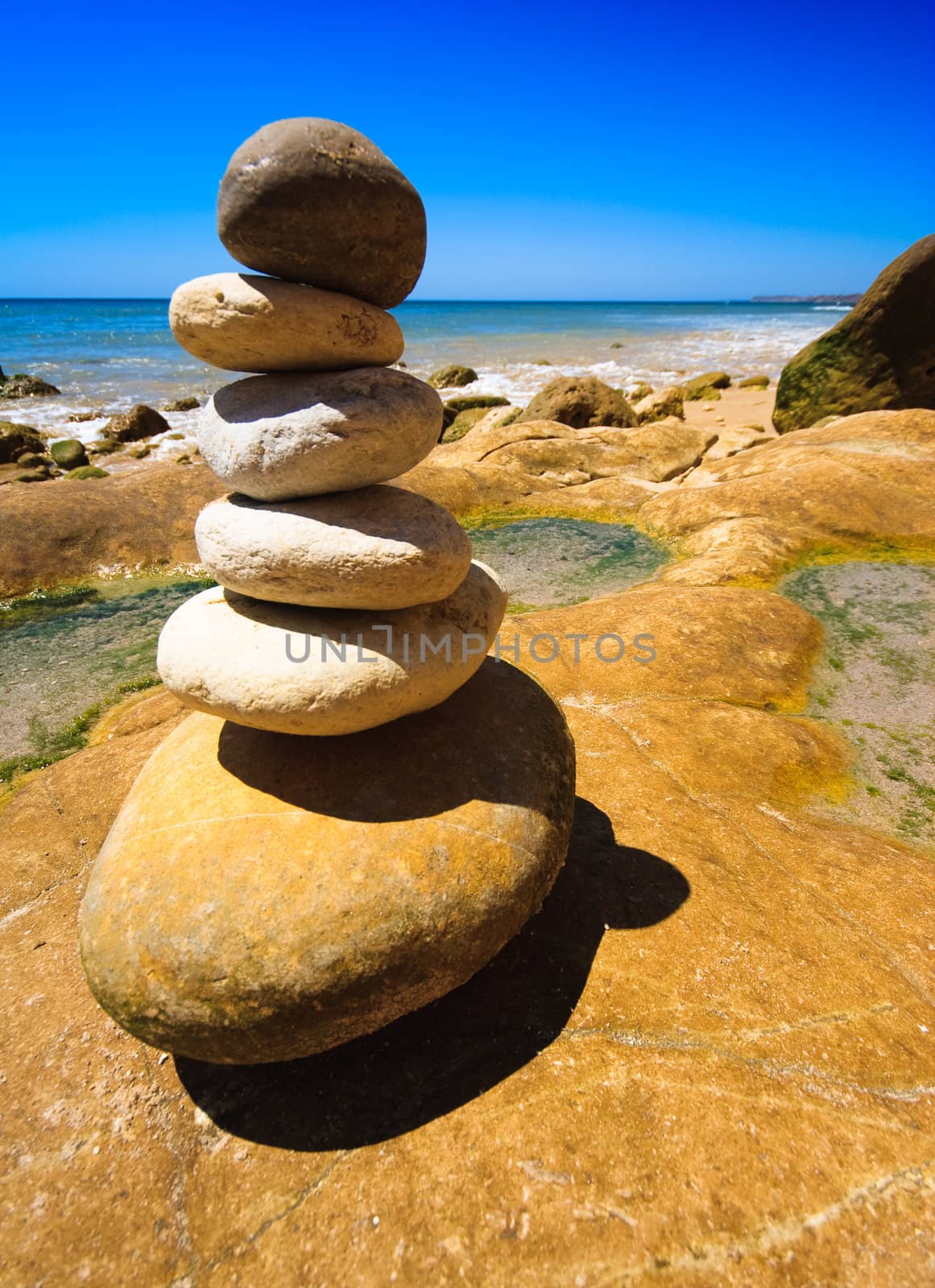 Stone composition on the stone beach