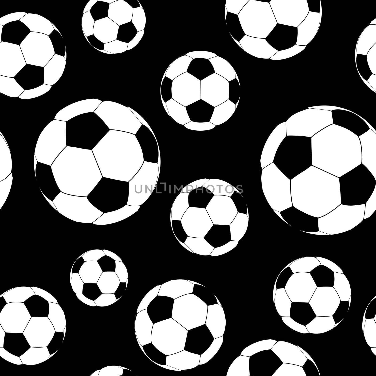 Traditional black and white soccer or football with seamless background