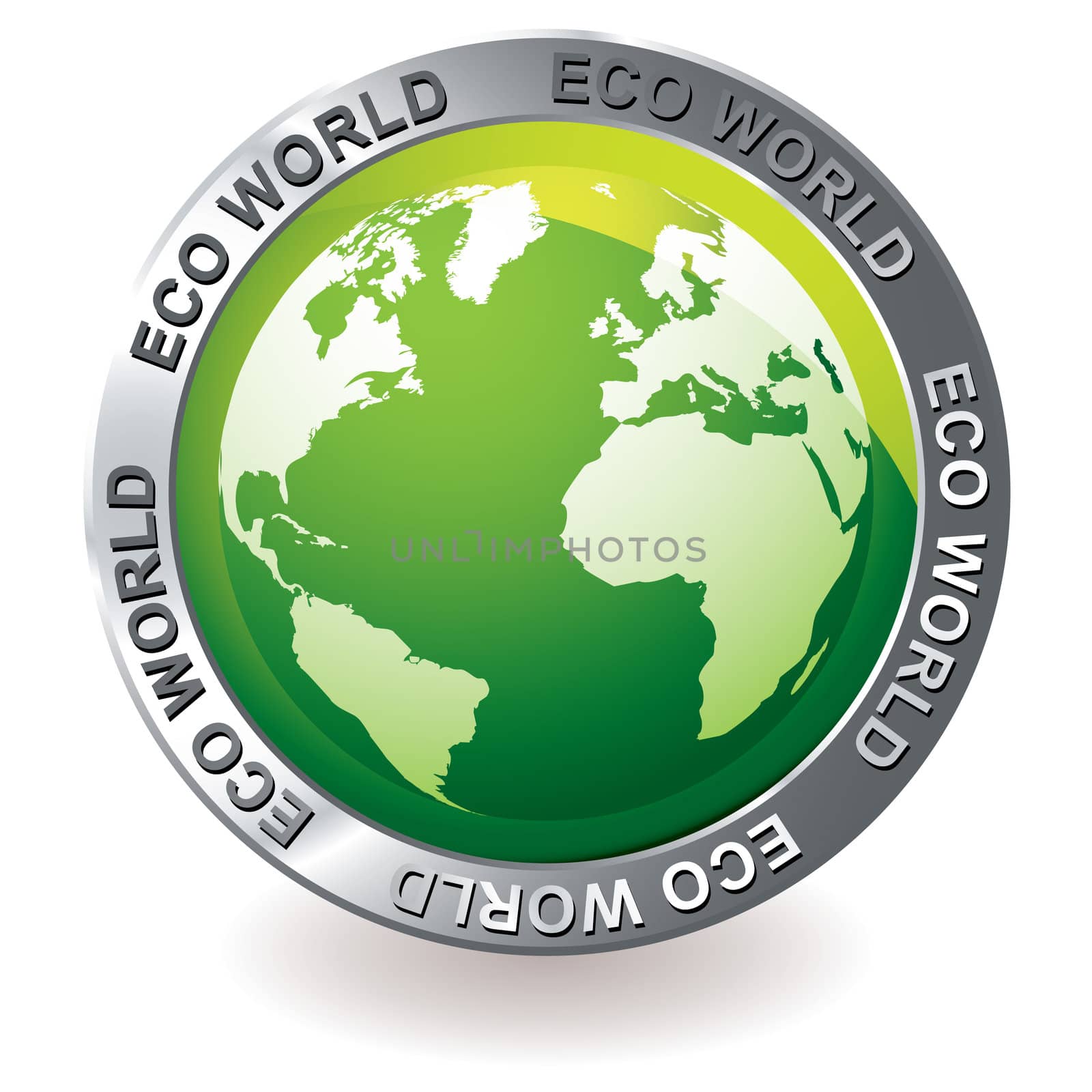 green earth globe icon with silver bevel and environment theme