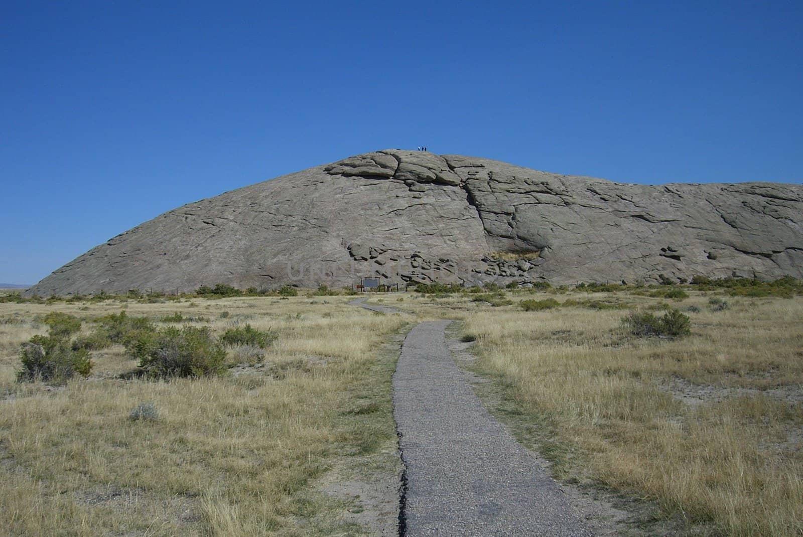Large granite rock in Wyoming, along the pioneer Oregon Trail.