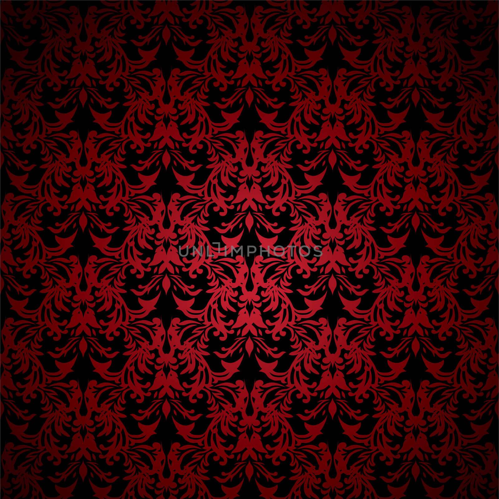 Red and black floral inspired background that seamlessly tiles