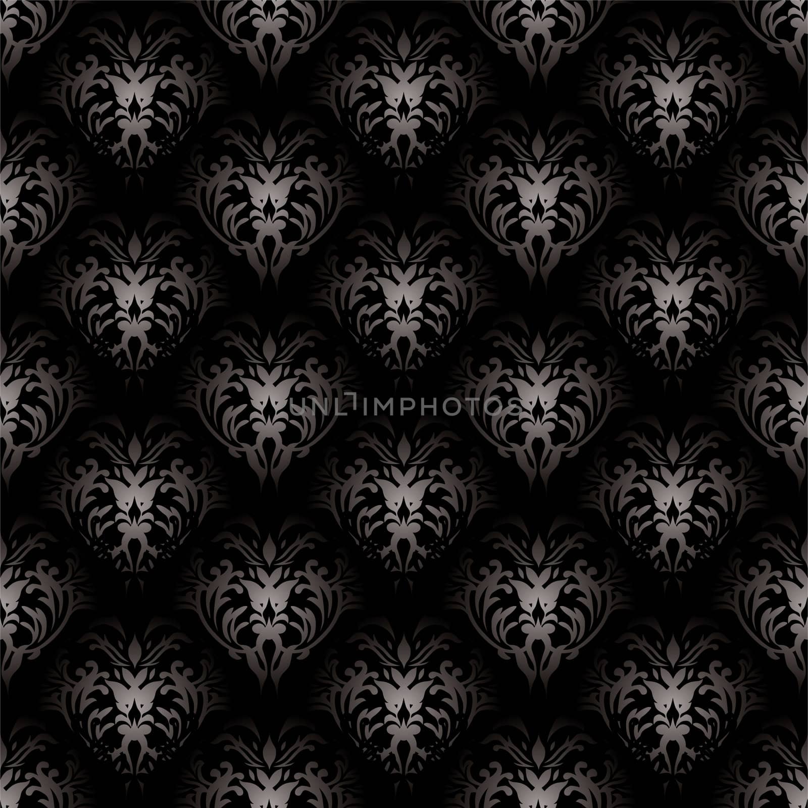 Silver and black floral inspired background that seamlessly tiles