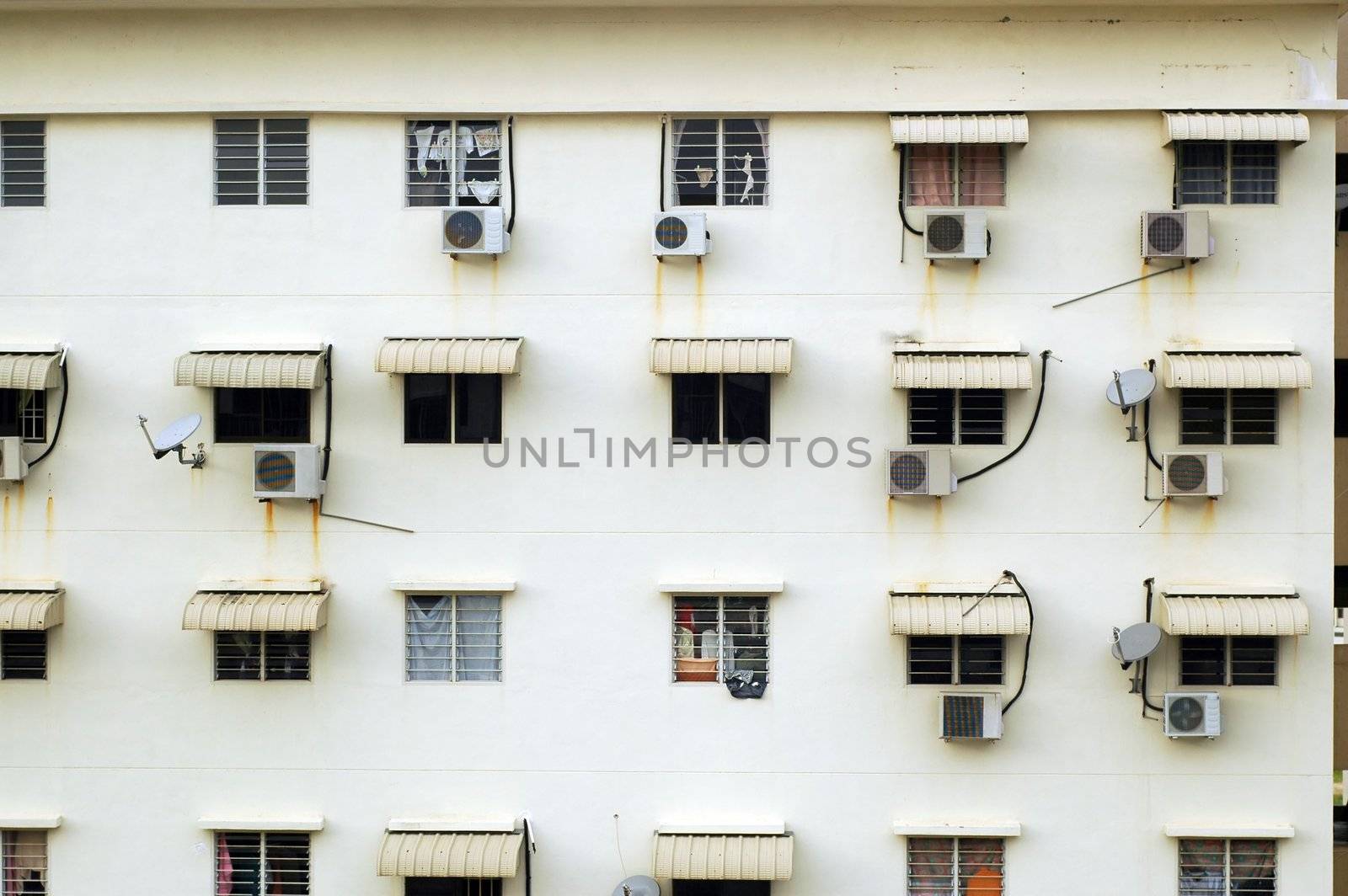 Lots of apartment windows in Penang Island Malaysia