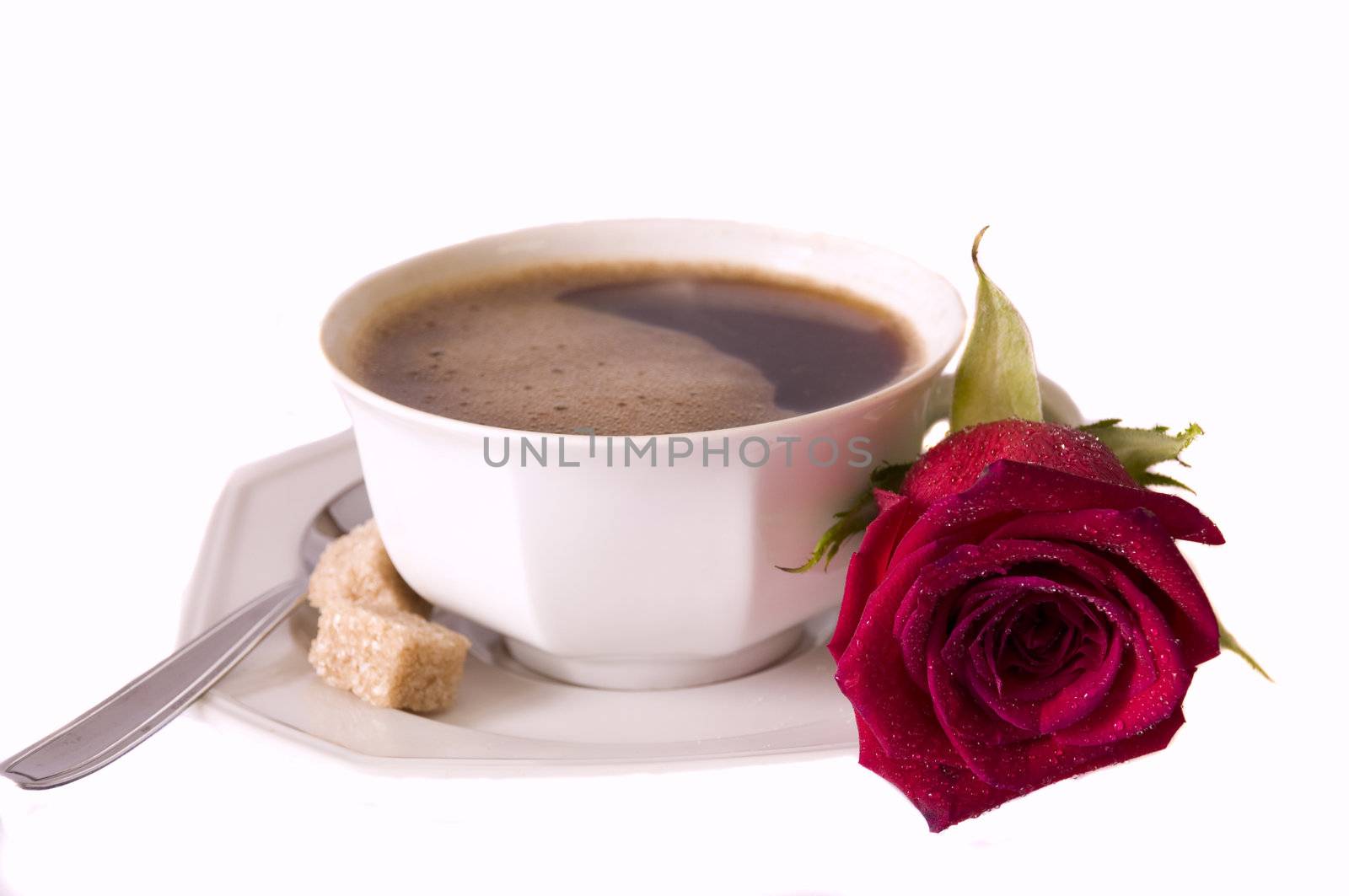 breakfast surprise for a beautiful loving day, isolated on white, with clipping path