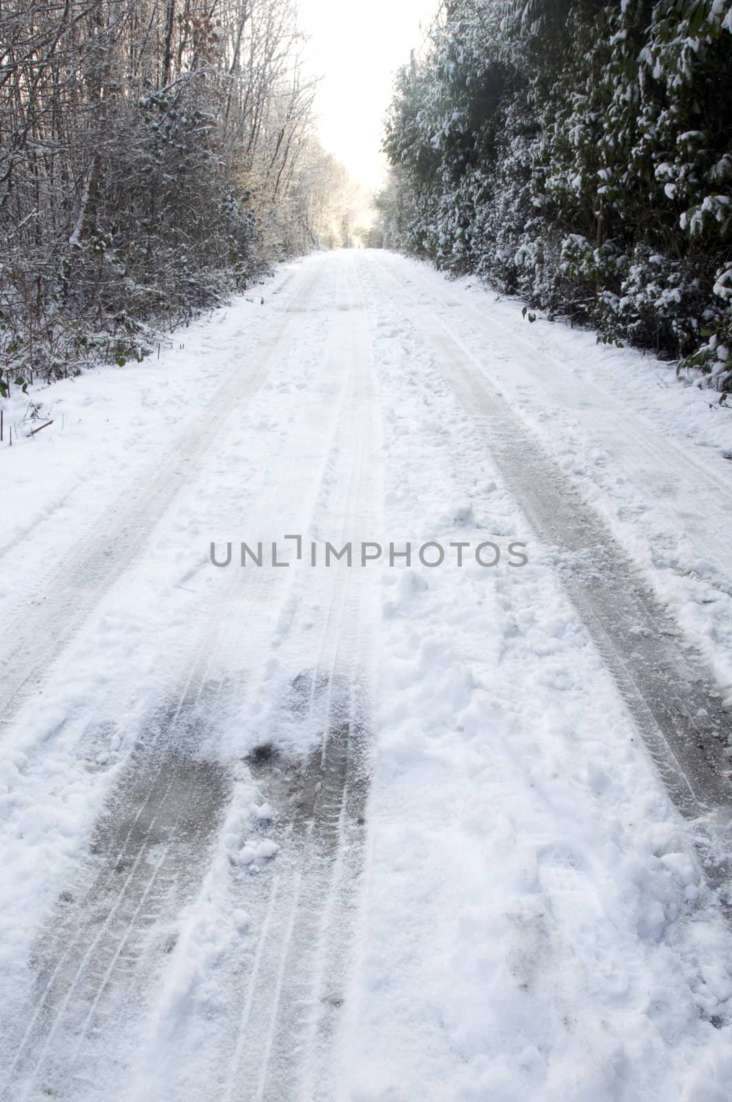 A road covered in a layer of snow