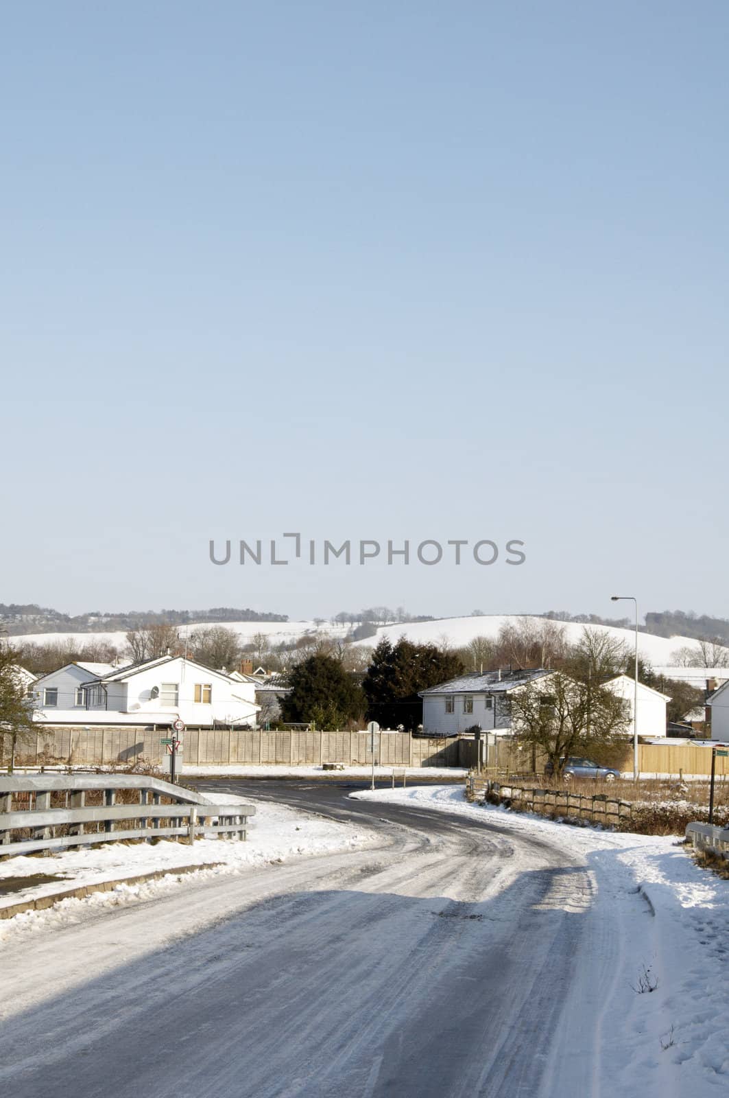 A country lane covered in snow