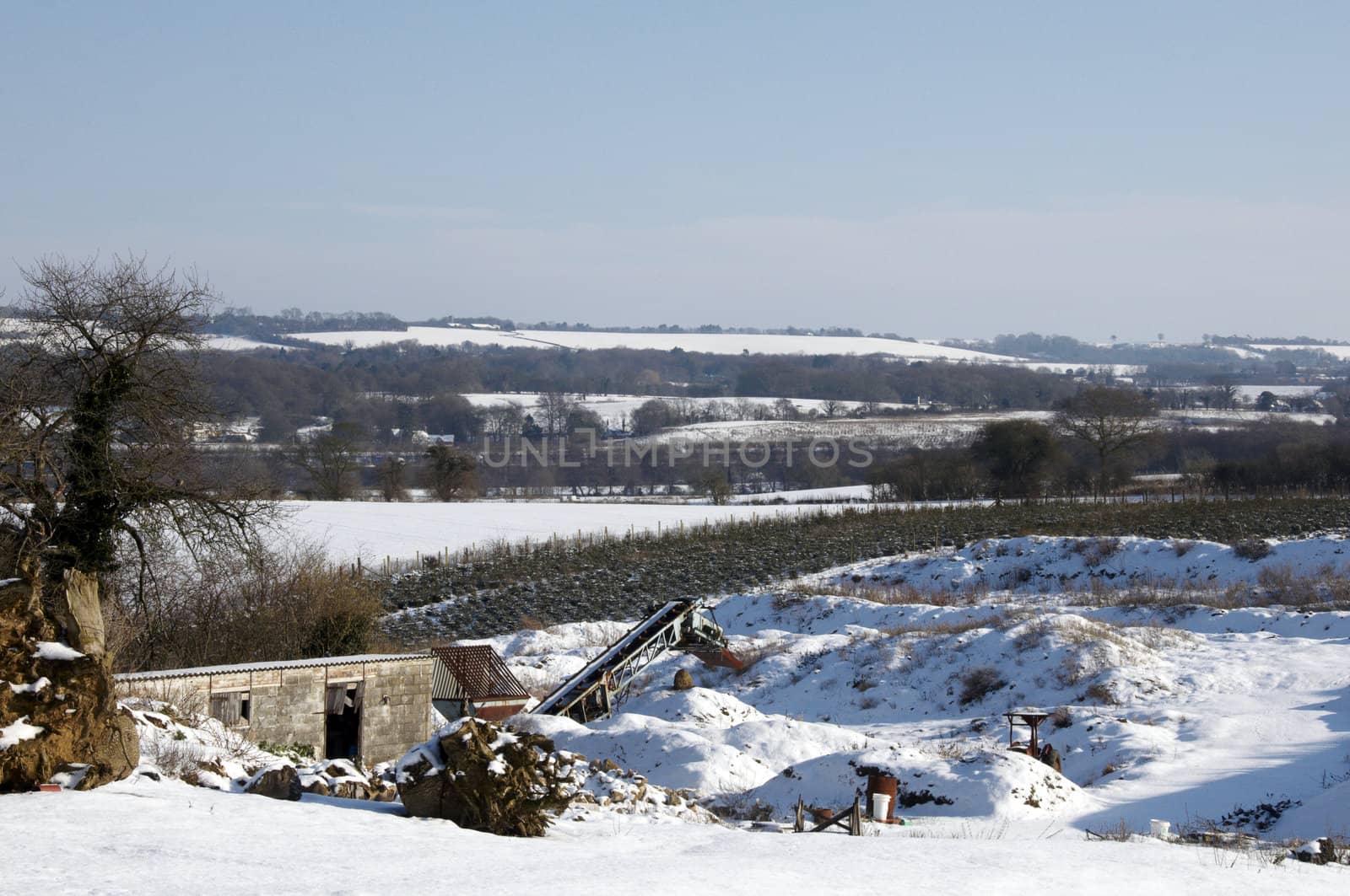 A view of the kent countryside in winter