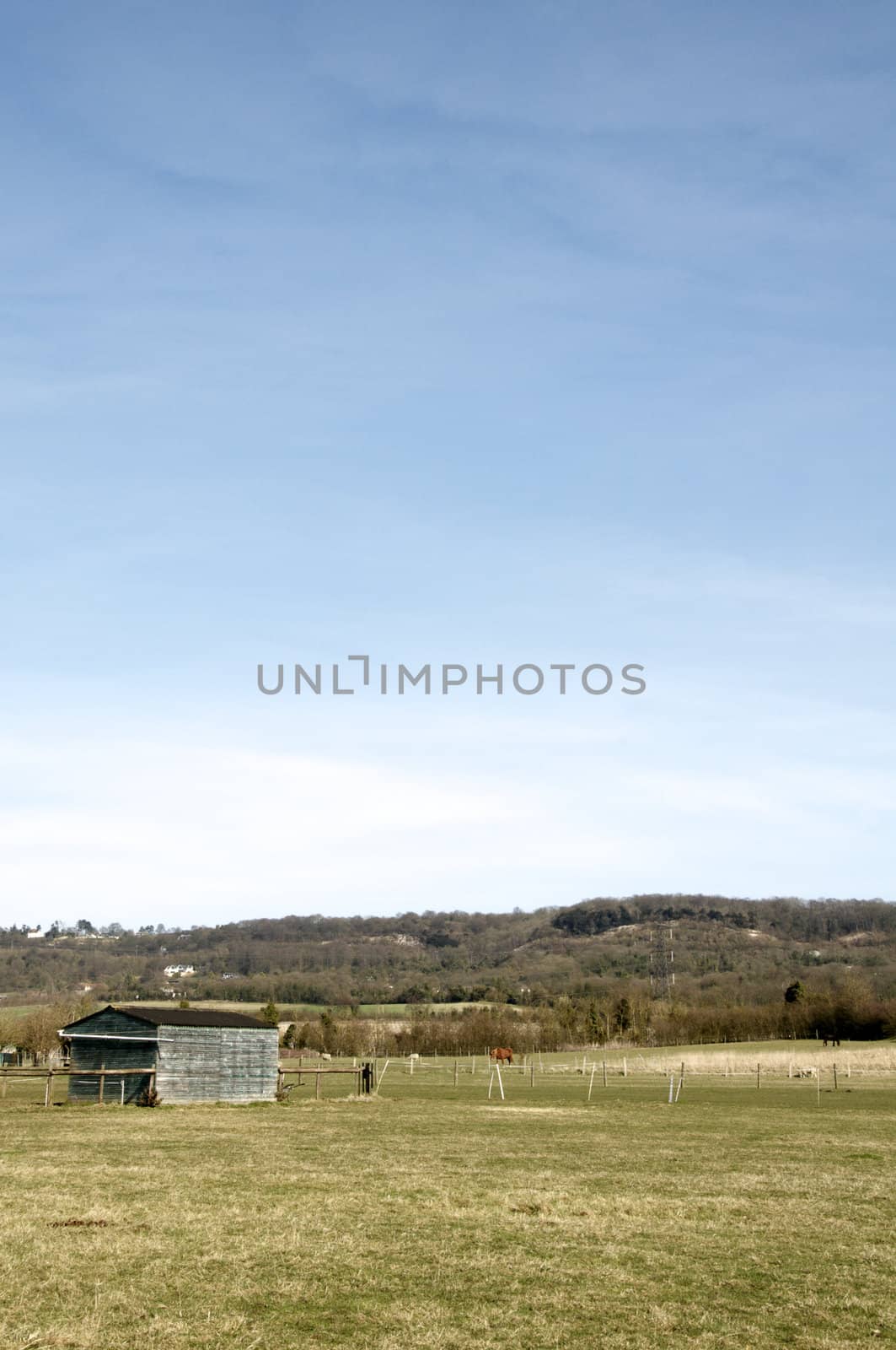 A shed in a field in the Kent countryside