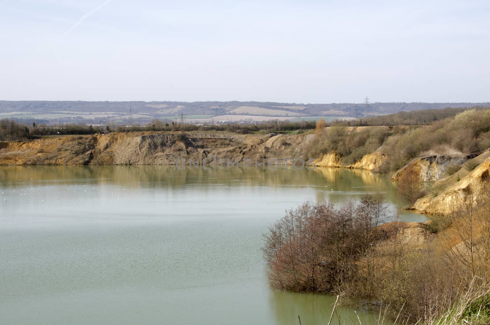 A view of a lack at a quarry