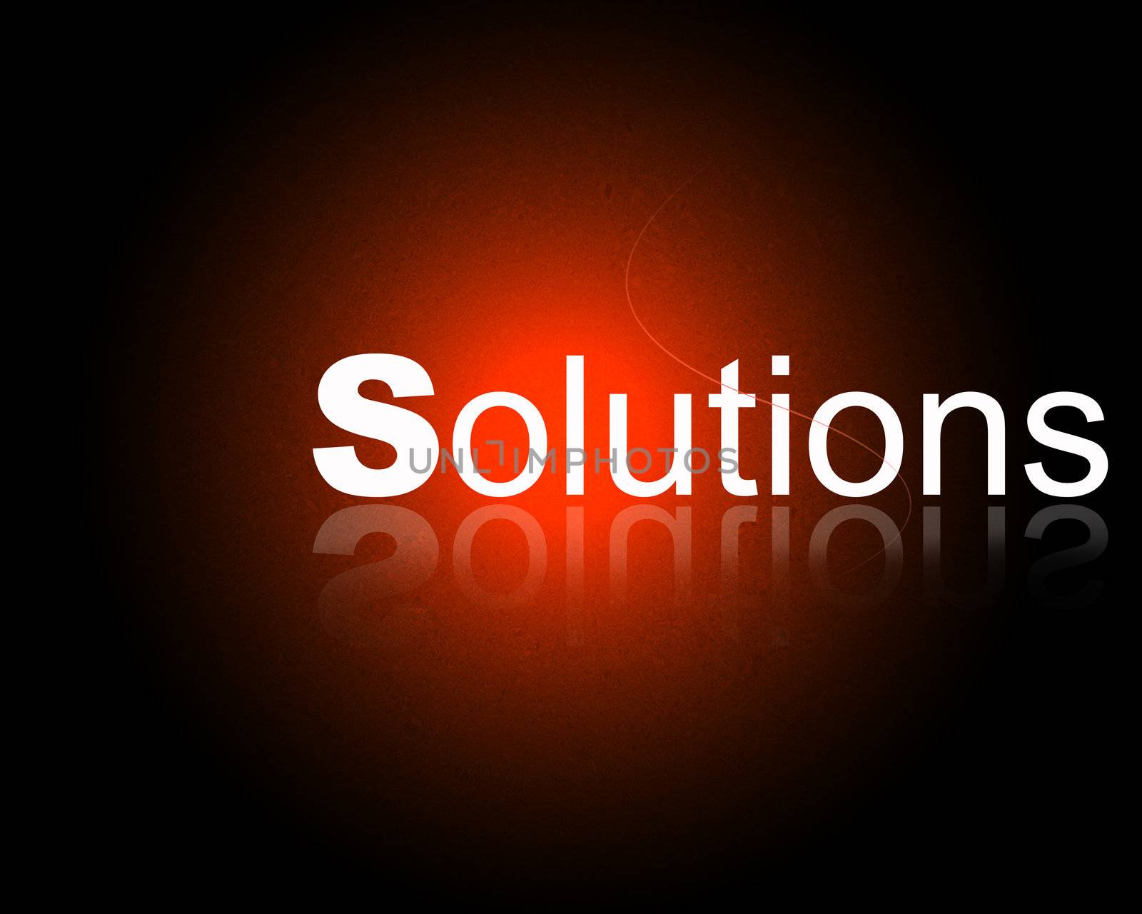 Word Solutions with reflection in a glowing red background