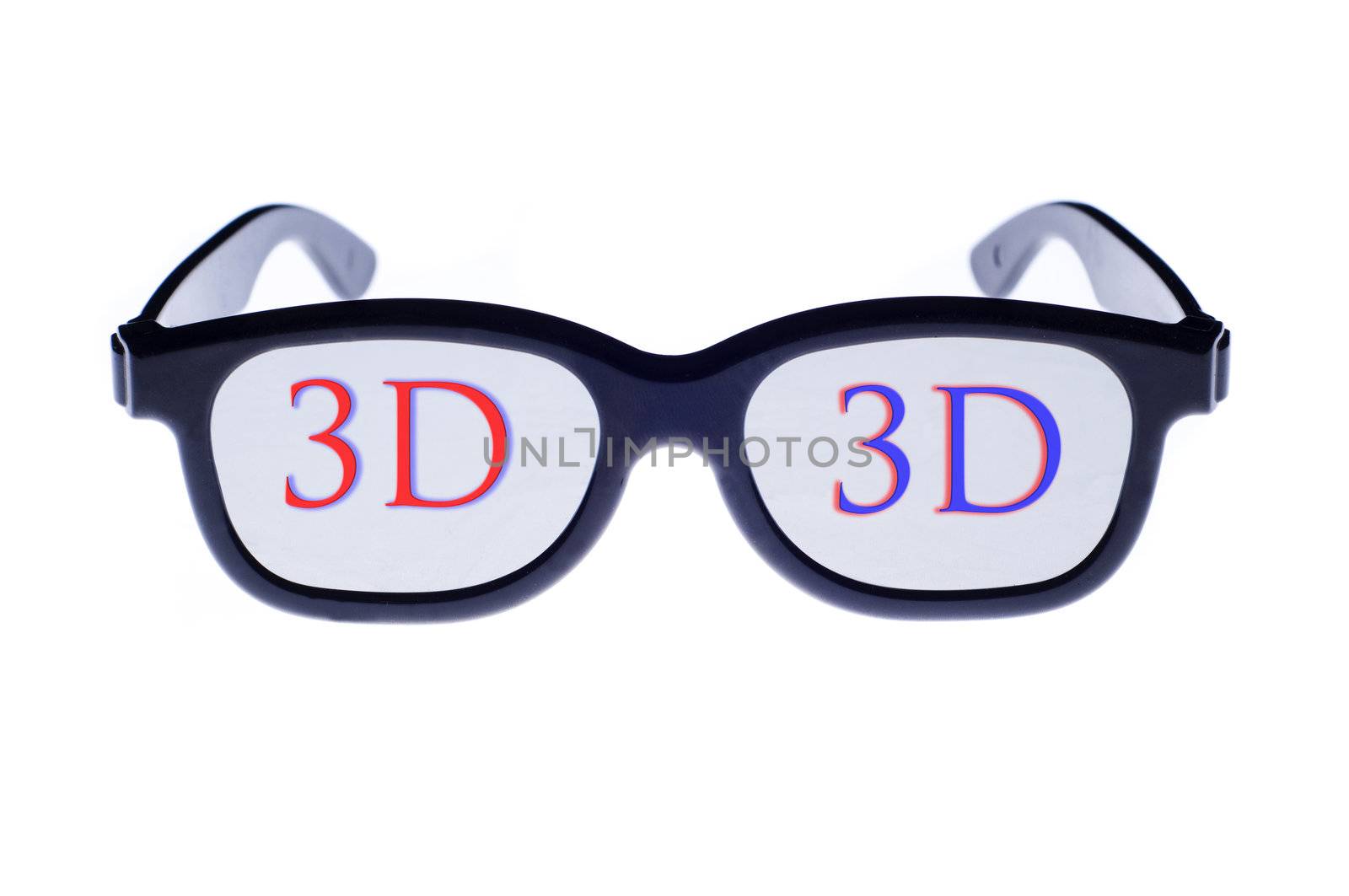 stylish 3d movie glasses shot on a white background